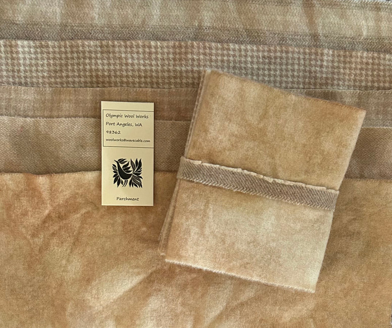 PARCHMENT Hand Dyed Wool Bundle for Primitive Wool Applique and Rug Hooking