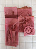 MADDER #2 Plant Dyed Bundle Which Includes Repurposed Cottons, Linen, Trims, Lace, and Thread for Slow Stitching Projects