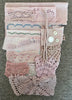 Pale Hibiscus Plant Dyed Bundle Which Includes Repurposed Cottons, Linen, Trims and Thread for Slow Stitching Projects