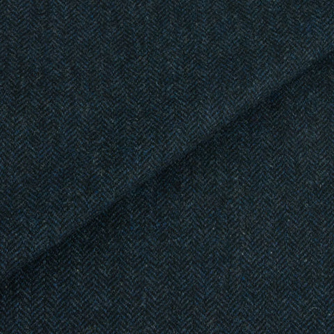 BLACK and Dark Blue  Herringbone Fat Quarter Yard, Mill Dyed Felted Wool Fabric