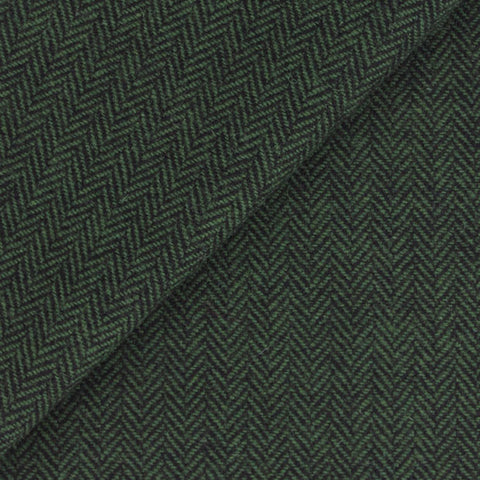 BLACK and Pine Green  Herringbone Fat Quarter Yard, Mill Dyed Felted Wool Fabric